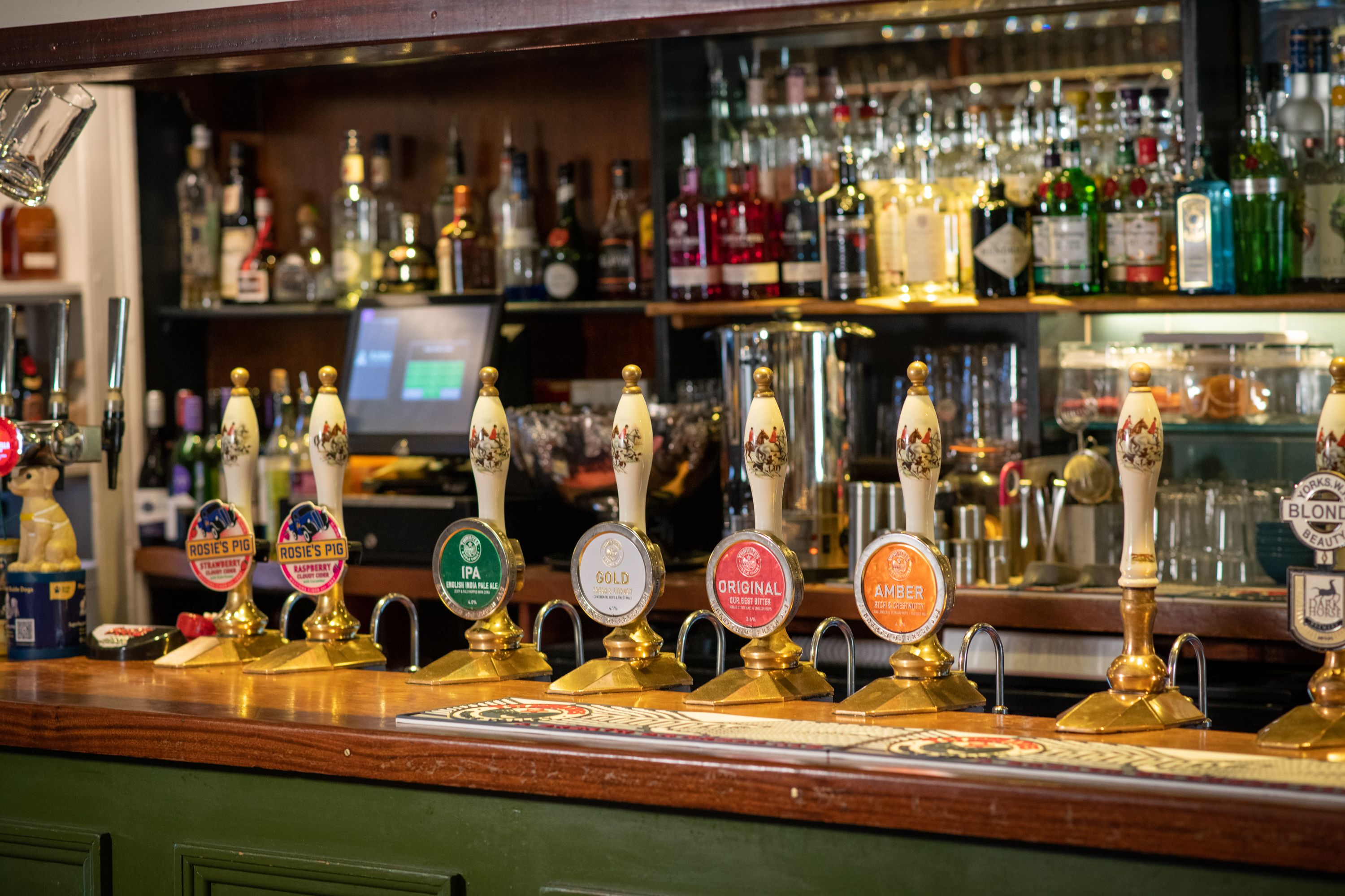 bar with beer pumps
