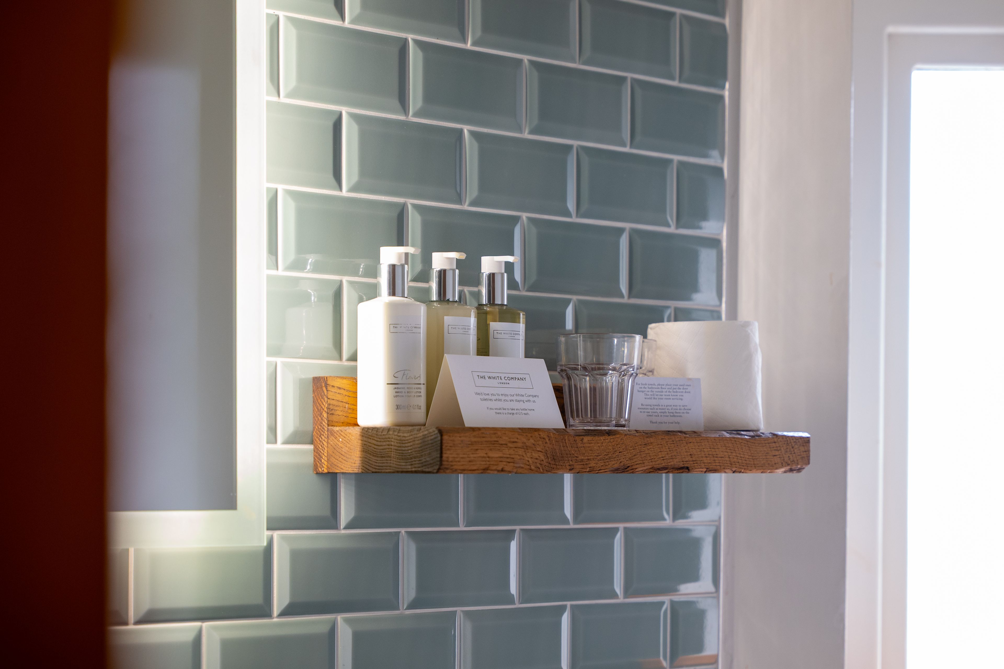 Character bathroom blue tiles and white company products
