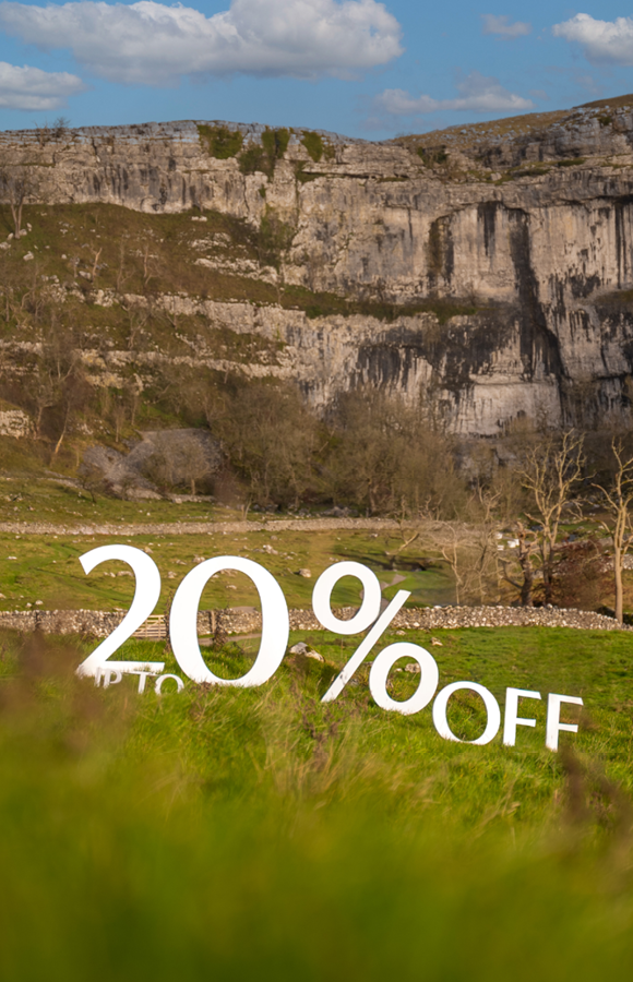 "up to 20% off" signs at malham cove