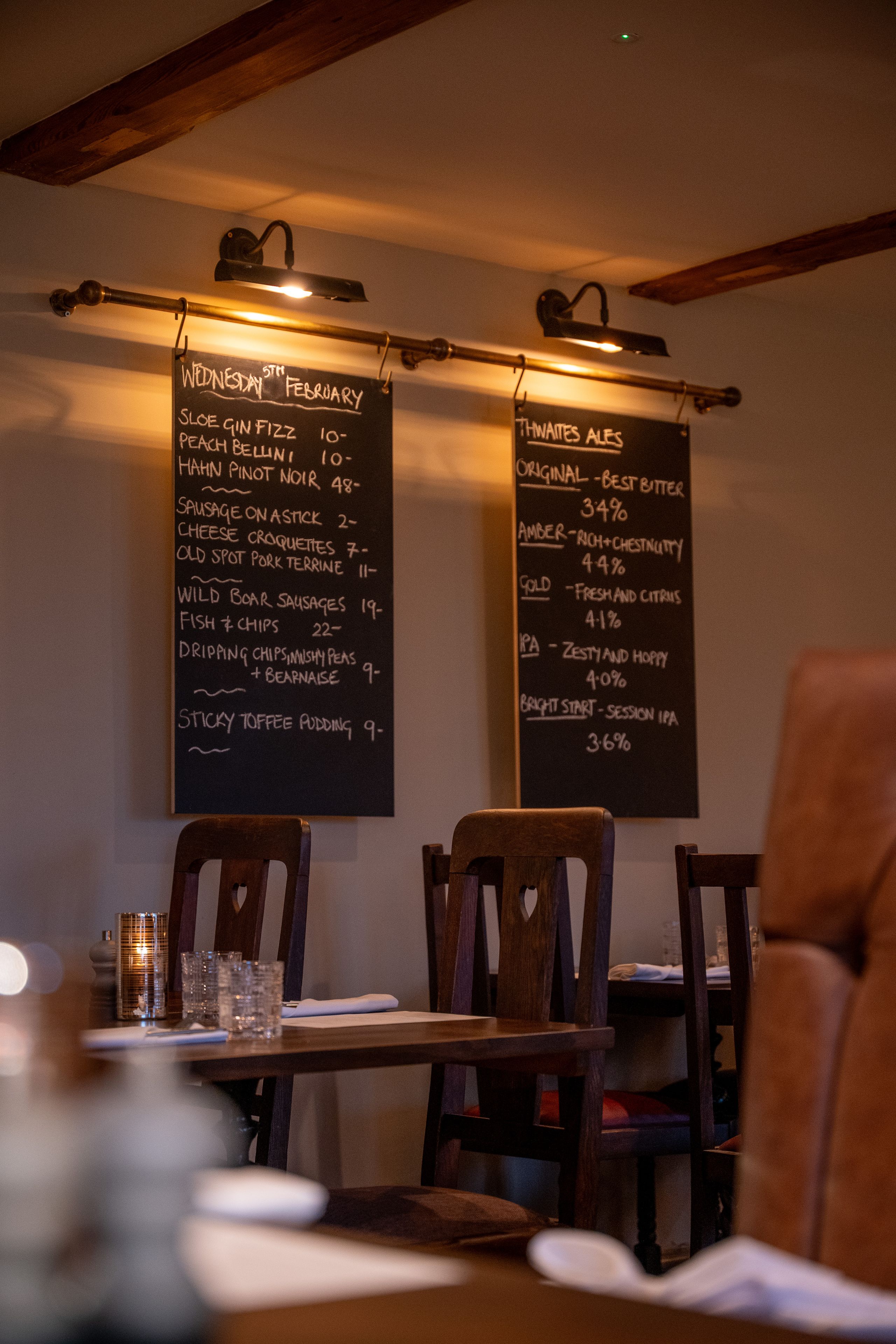 specials boards in the restaurant area