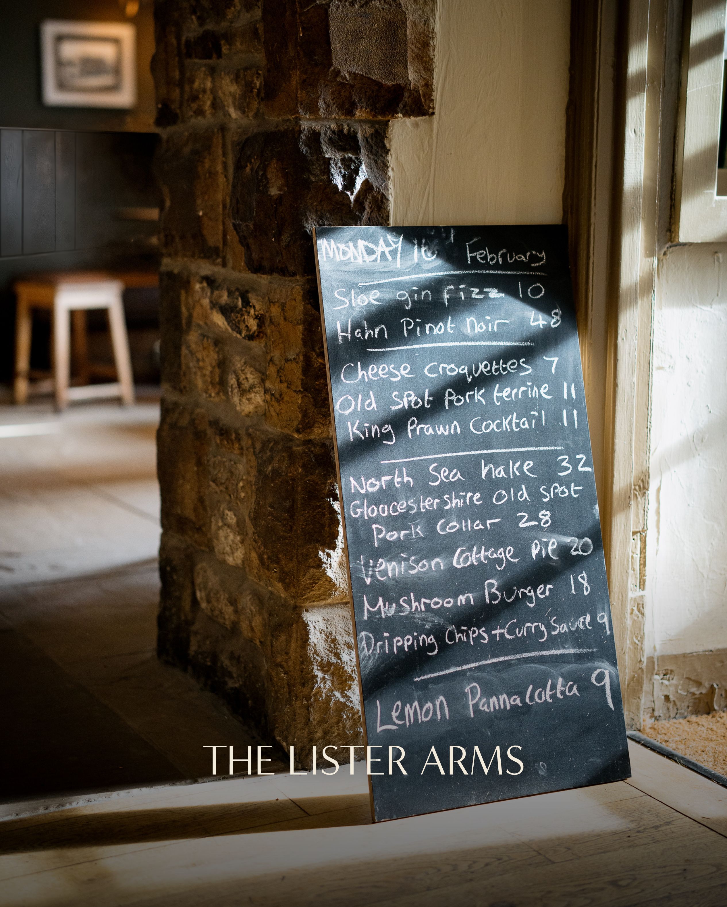 specials board by the door - the lister arms